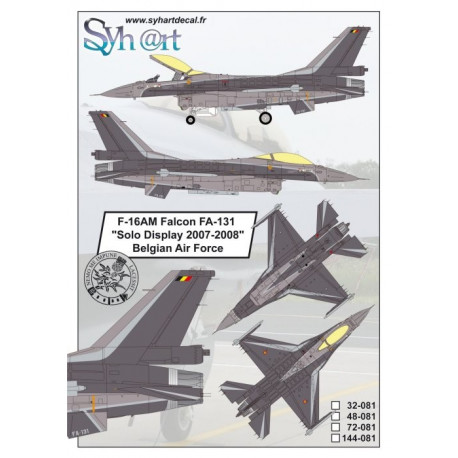 F-16am Falcon fa-131 2007-2008 belgian air force 1/72