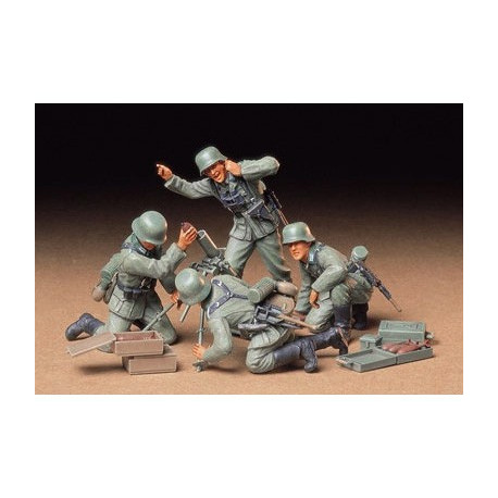 Mortier et servants Allemands / German Infantry Mortar Team 1/35