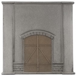 Mur avec porte / Wall with door 12.5 * 12.5 cm H0