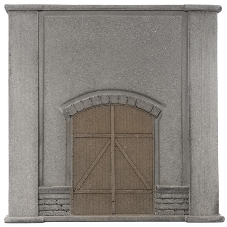 Mur avec porte / Wall with door 12.5 * 12.5 cm H0