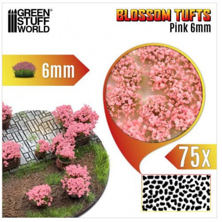 13006 Green Stuff World Touffes de Fleurs Roses / Blossom Tufts Pink Flowers 6 mm