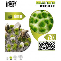 Touffes d'herbe vertes / Static Grass Tufts Green 6 mm