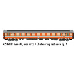 Voiture I10 B, Orange, Ligne Blanche, avec Airco SNCB HO