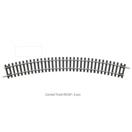 6 RailS Courbe R3 484 mm, 30 degrés H0