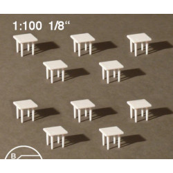 10 Tables carrées / 10 Square tables, white 1/100