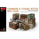 Champagne & cognac bottles with crates 1/35